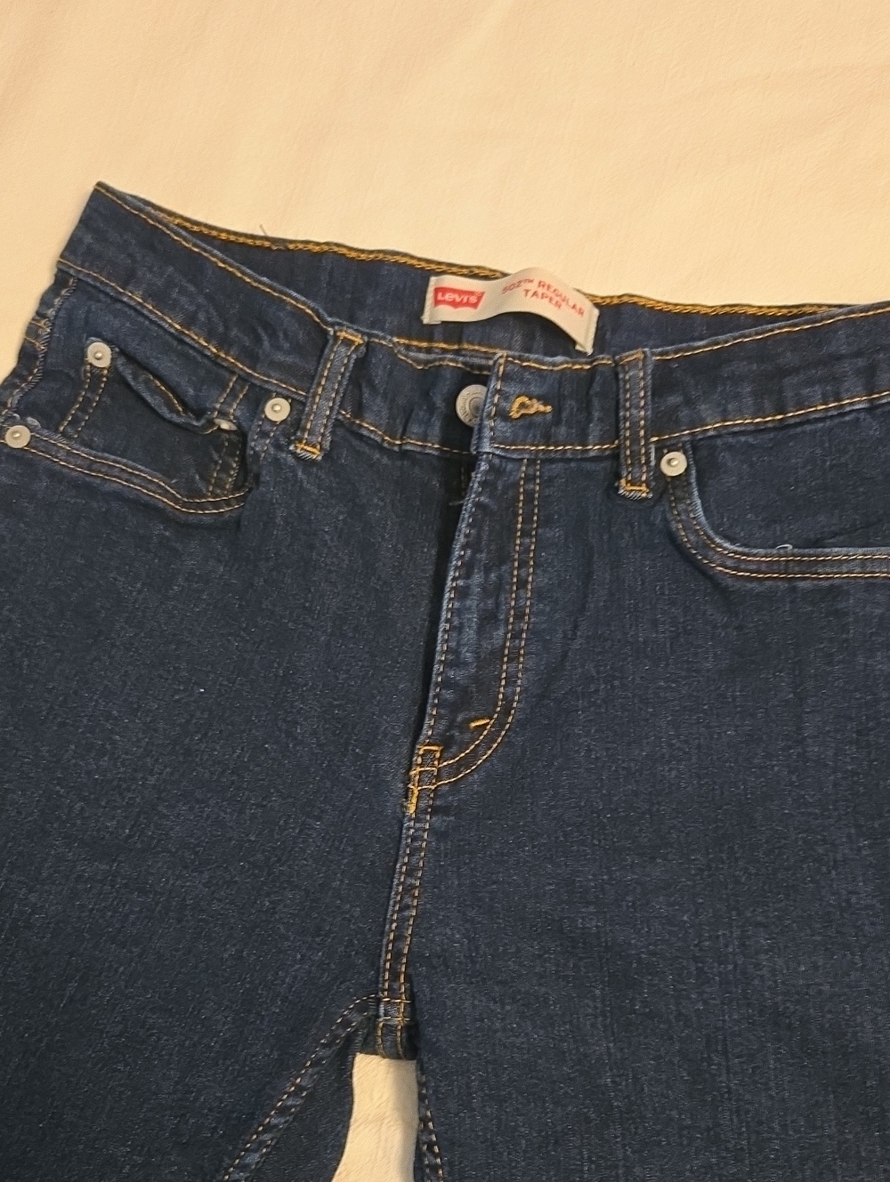 Levi's Men's 502 Jeans in Dark Indigo with Gold Stitching